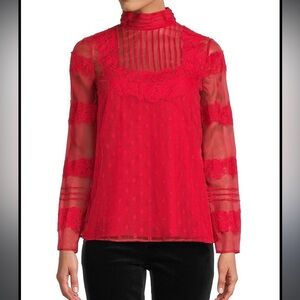 Valentino Red lace blouse Sz 10